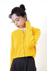 Mango yellow cardigan in crop cut
