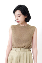 Bronze knit vest w/ buttons split hem