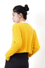 Mango yellow cardigan in crop cut