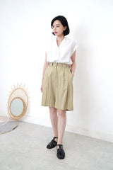 Grey green summer shorts w/ waist buckles