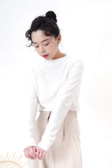 White cotton top in wavy pattern