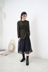 Khaki asy. vest w/ waist strap