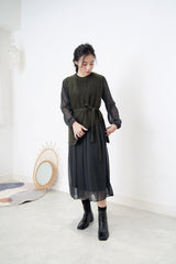 Khaki asy. vest w/ waist strap