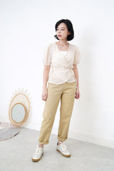 Ivory texture blouse in wrap style