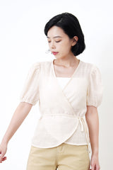 Ivory texture blouse in wrap style