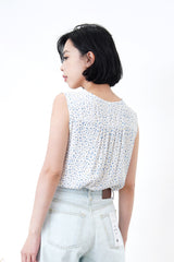 Light blue floral v neck vest