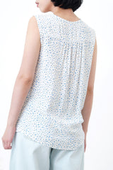 Light blue floral v neck vest