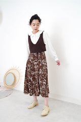 Choco brown knit vest in detail pattern