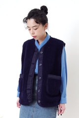 Navy borg vest jacket