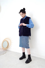Navy borg vest jacket