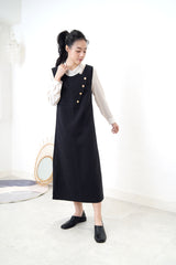 Black vest dress in buttons detail