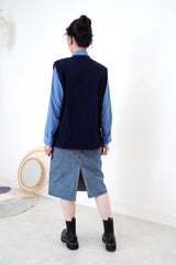 Navy borg vest jacket