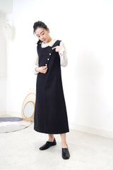 Black vest dress in buttons detail