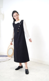 Black vest dress in buttons detail