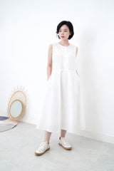 White vest dress with cross layer details
