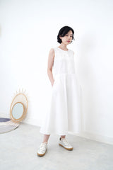 White vest dress with cross layer details