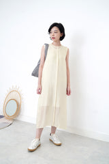 Lemon chiffon vest dress in double layering