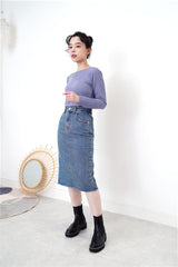 Denim h cut skirt