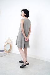 Grey checked pleats dress