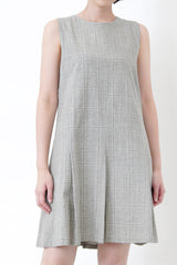 Grey checked pleats dress