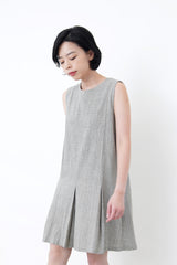 Grey checked pleats dress