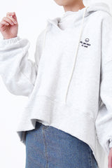 Light grey flare cut hoodie w/ embroidery
