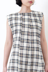 Checked maxi dress in fringe trimmed