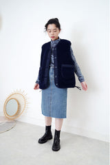 Navy borg vest jacket