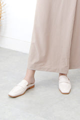 Soft pink backless loafer