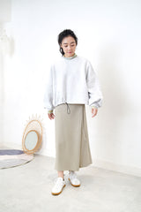 light grey pullover w/ elastic string hem