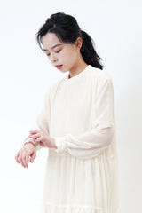 Ivory high neck chiffon maxi dress in glitters