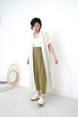 Ivory smooth shirt dress w/ waist strap