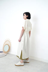Ivory smooth shirt dress w/ waist strap