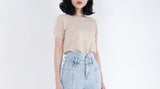 Light wash out blue mom jeans in vintage style