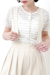 Ivory crochet crop cardigan w/ dotted details