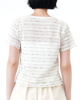 Ivory crochet crop cardigan w/ dotted details