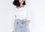 Light wash out blue mom jeans in vintage style