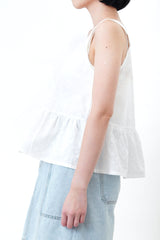 White square neck vest in embroidery pattern