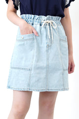 Denim A cut skirt w/ frill waist