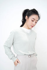 Light grey pencil cut trouerser w/ belt