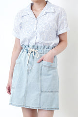 Denim A cut skirt w/ frill waist