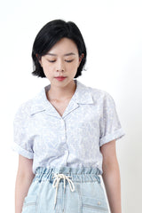 Lavender shirt in plant prints