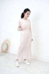 Pastel pink texture dress w/ waist strap