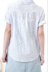 Lavender shirt in plant prints