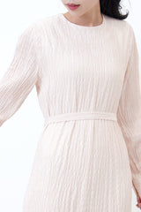 Pastel pink texture dress w/ waist strap