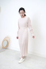 Pastel pink texture dress w/ waist strap
