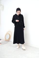 Black texture zip up jacket w/ hoodie