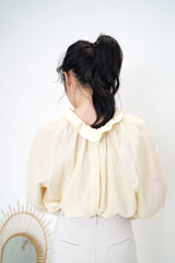 2 ways texture blouse in peplum collar