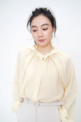 2 ways texture blouse in peplum collar