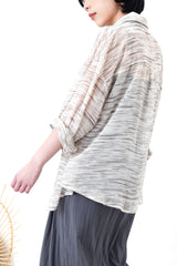 Beige chiffon shirt in stripes print